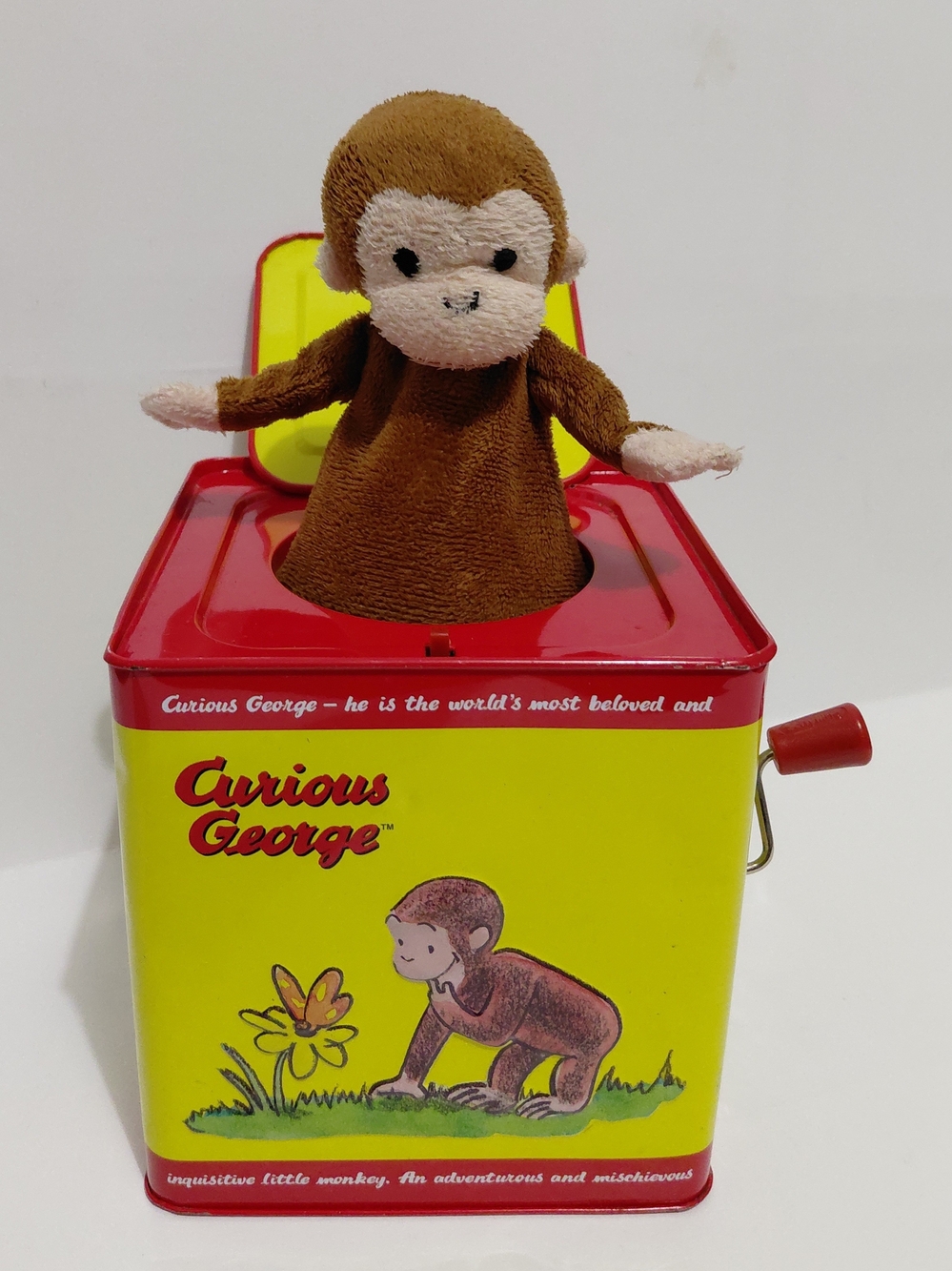 Brown Plush- Curious George: Jack-in-the-Box Toy. Pre- Owned.